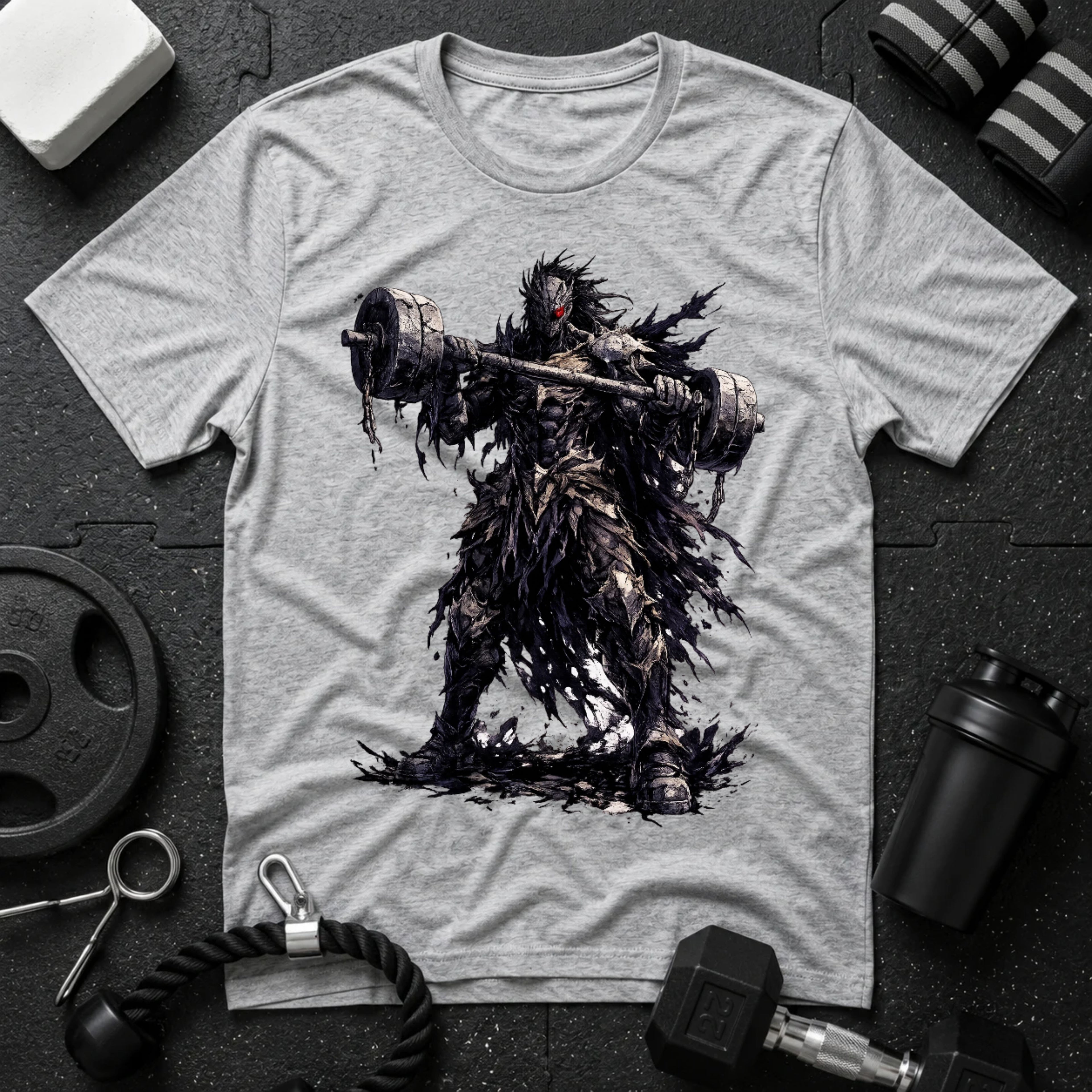 Dark Warrior Graphic Tee with Massive Hammer