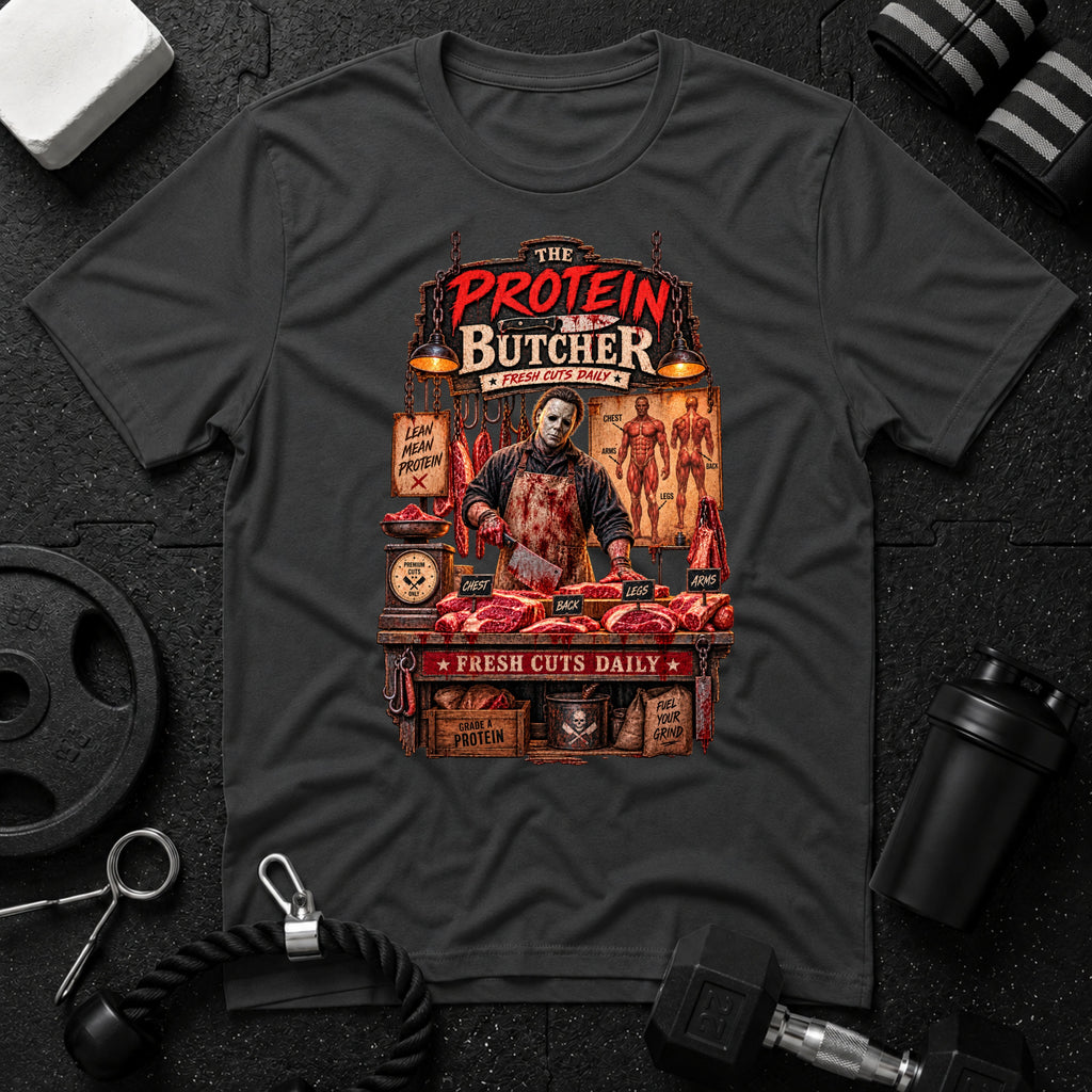 The protein butcher Dark Heather T-shirt mockup
