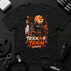 Trick Or Train Black T-shirt mockup
