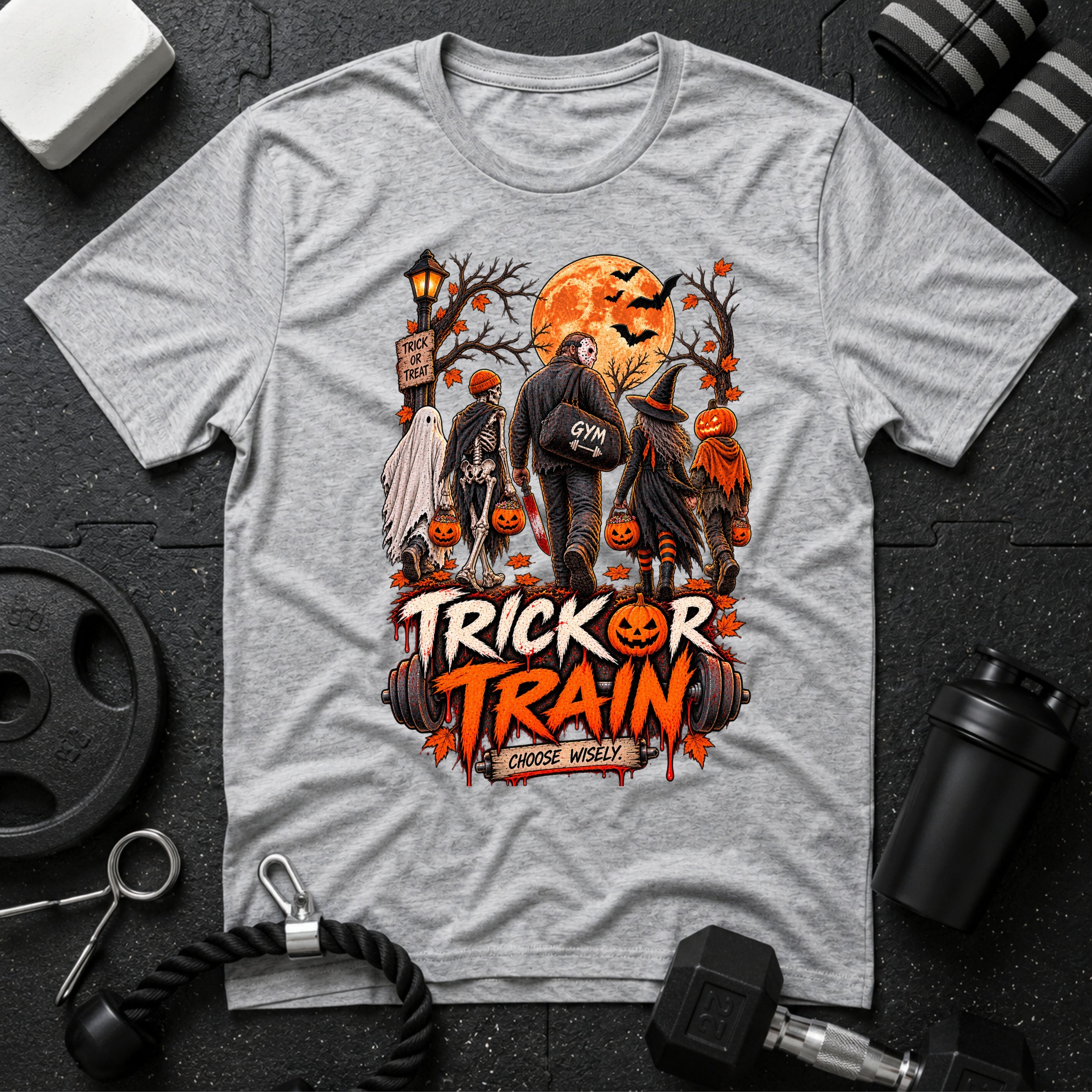 Trick Or Train Sport Grey T-shirt mockup