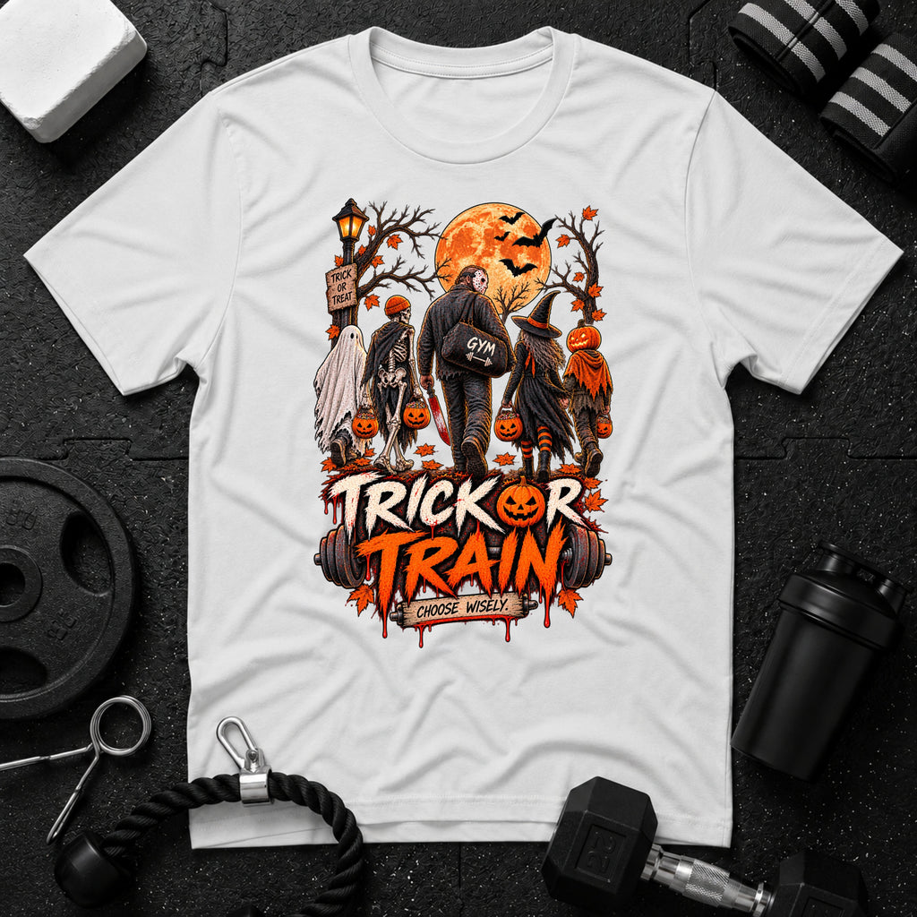 Trick Or Train White T-shirt mockup