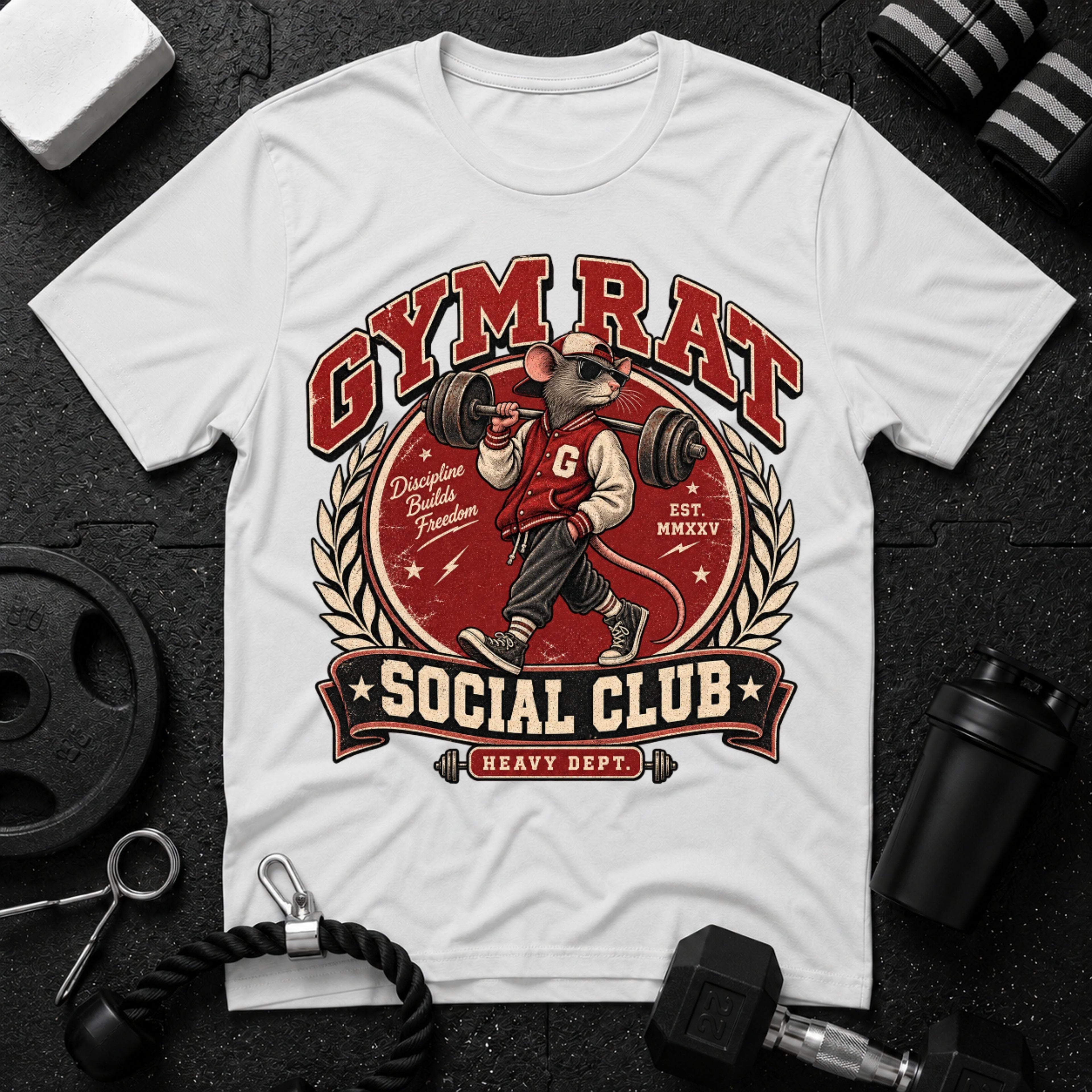 Gym Rat White T-shirt mockup