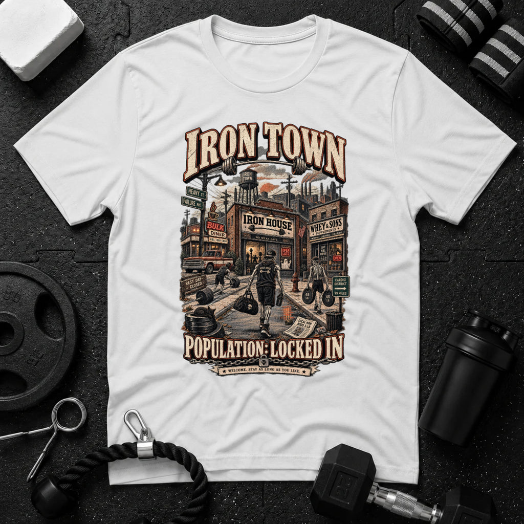 Iron Town White T-shirt mockup