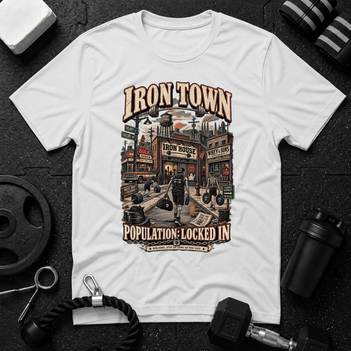 Iron Town White T-shirt mockup