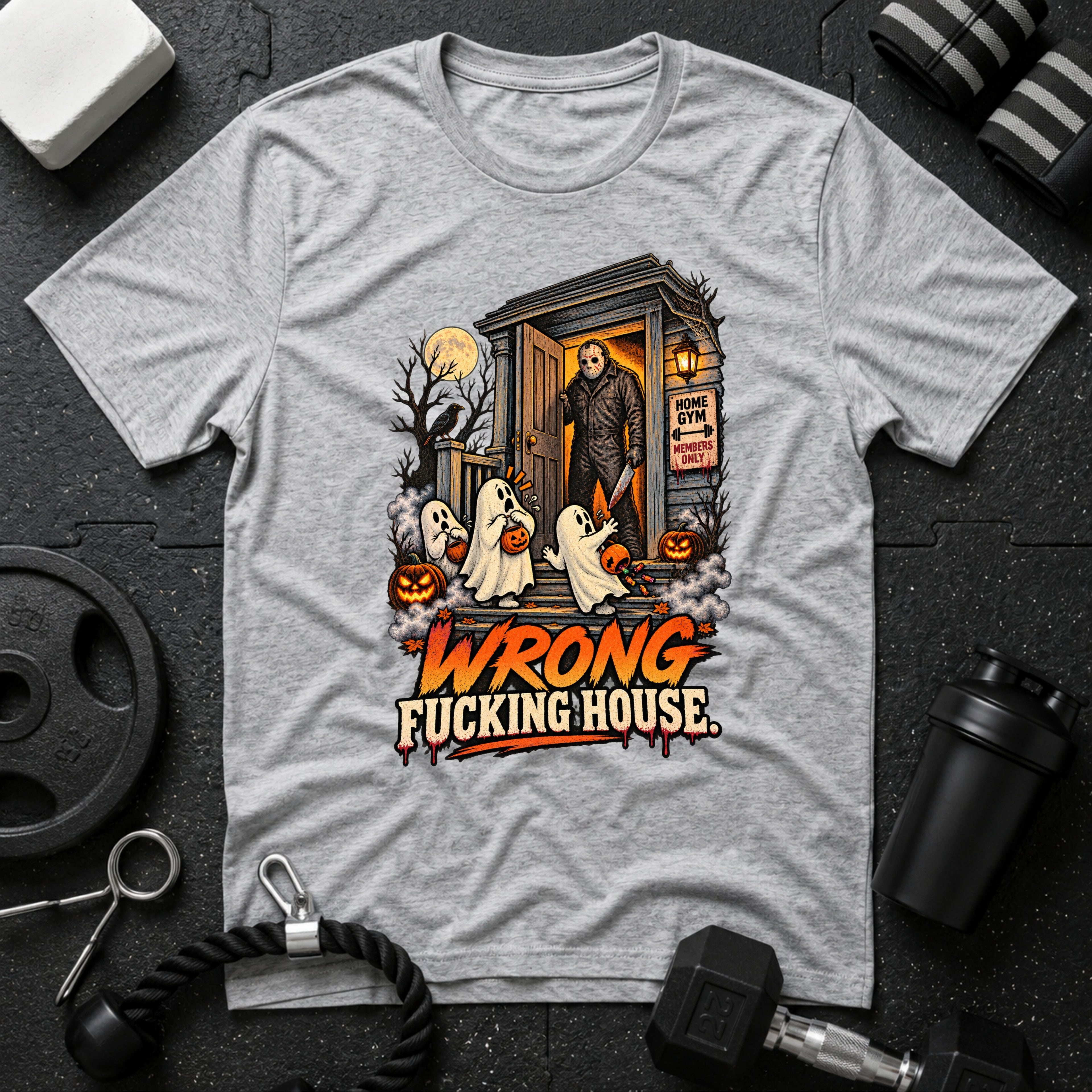 Wrong Fucking House Sport Grey T-shirt mockup